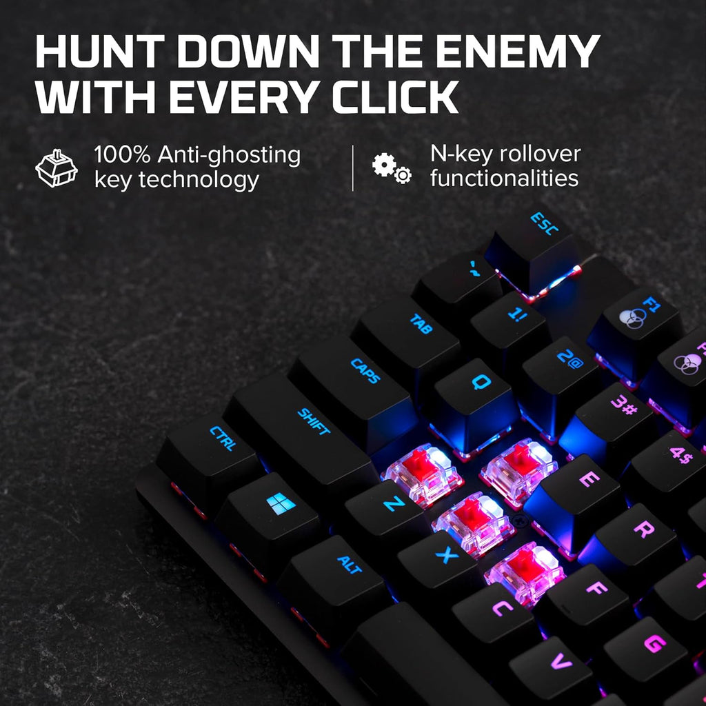 Alloy Origins Core Tenkeyless Mechanical Gaming Keyboard with Software-Controlled Lighting and Macro Customization, Compact Design, RGB LED Backlighting, Linear Red Switch, Black