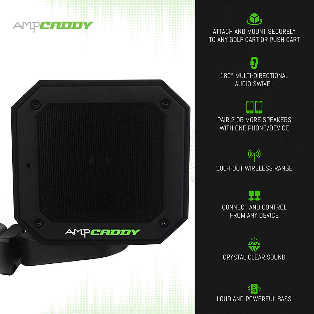 Golf Bluetooth Speaker with Mount - High-Performance Stereo Sound and Bass Boost, Extended Playtime and Range (V3 Pro - 15 Watts)