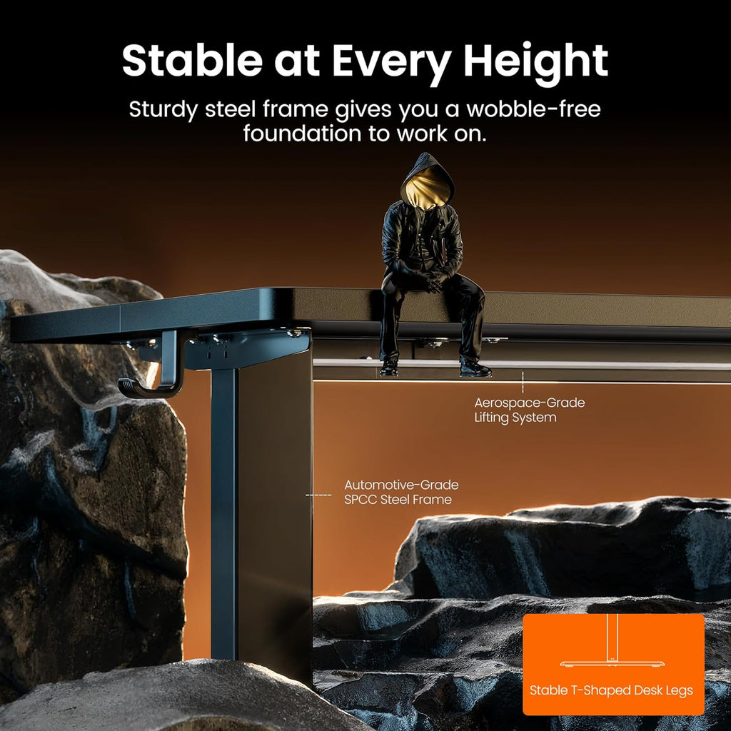 Height Adjustable Electric Standing Desk - 48" x 24" Sit-Stand Home Office Desk with Memory Function - Black