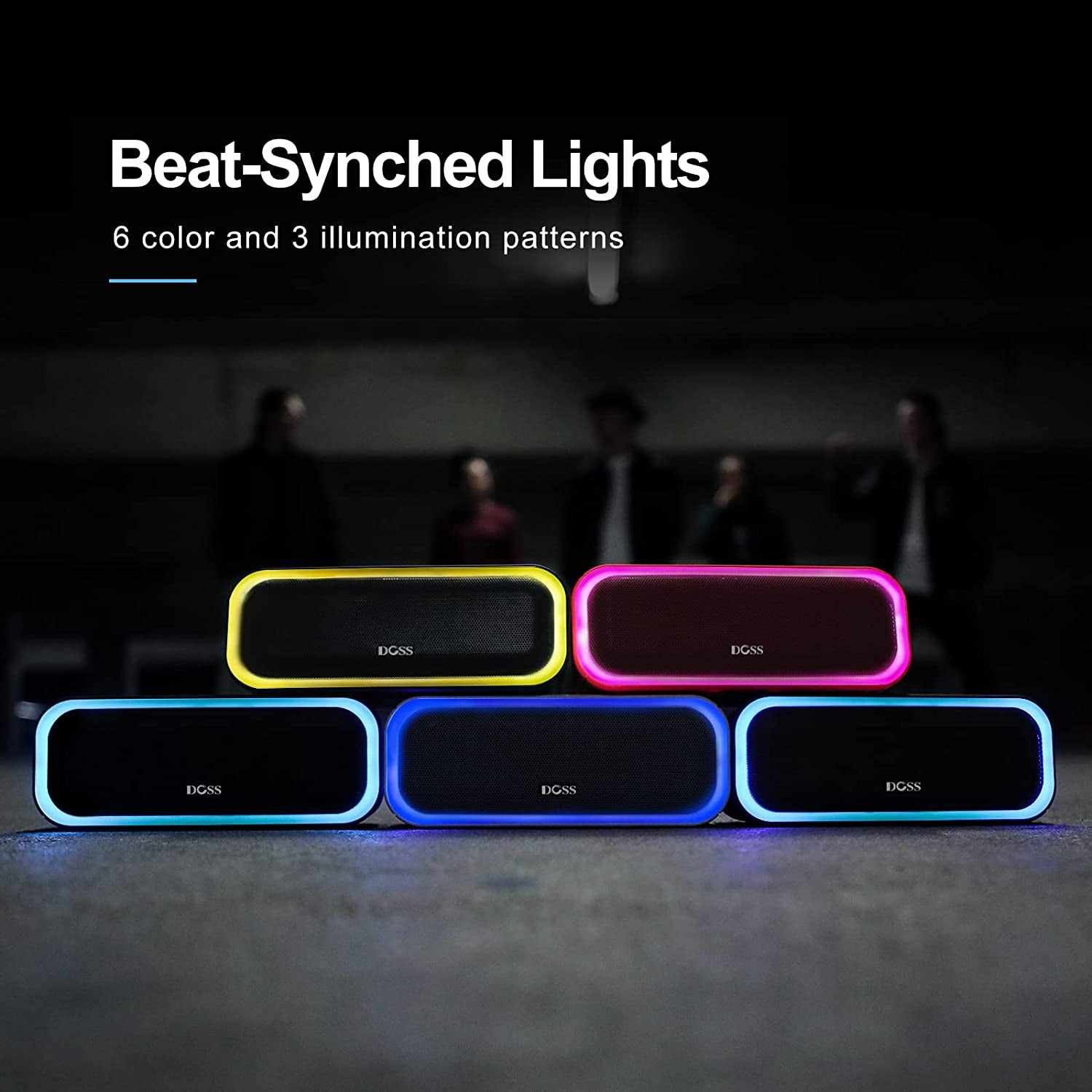 Soundbox Pro Bluetooth Speaker - 20W Stereo Sound, Active Extra Bass, 20-Hour Playtime, Multi-Color Lighting, Wireless Stereo Pairing, IPX6 Waterproof - Ideal for Outdoor Activities and Gatherings - Blue