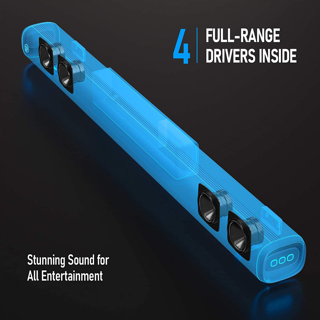 2.1 Channel Soundbar with Subwoofer and 3D Surround Sound, Compatible with 4K & HD TVs, HDMI (ARC), Optical, AUX, USB Drive, Bluetooth 5.0 (Model: P28, 160W)