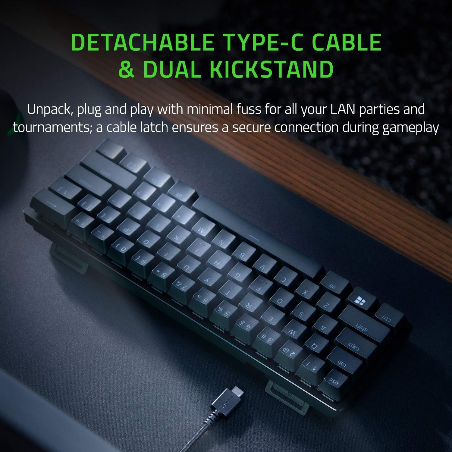 Huntsman Mini 60% Gaming Keyboard with Linear Optical Switches, Chroma RGB Lighting, PBT Keycaps, Onboard Memory, and Snap Tap Technology - Black