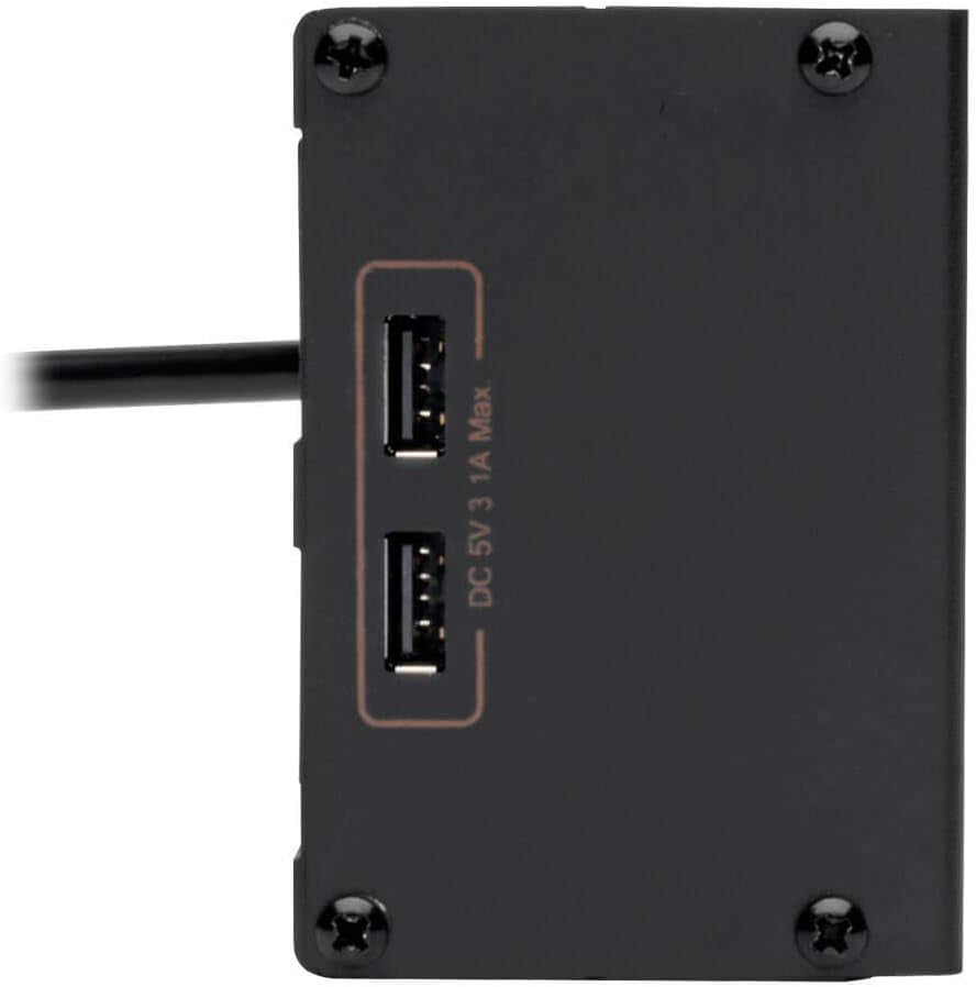 Isobar 4-Outlet Surge Protector Power Strip with Dual USB Charging Ports, 8-Foot Cord, Right-Angle Plug, Metal Construction, 3330 Joules Protection, Lifetime Warranty & $50,000 Insurance (Model: IBAR4ULTRAUSBB)