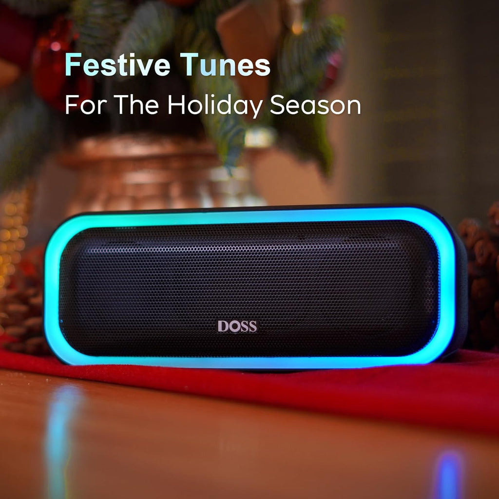 Soundbox Pro Bluetooth Speaker - 20W Stereo Sound, Active Extra Bass, 20-Hour Playtime, Multi-Color Lighting, Wireless Stereo Pairing, IPX6 Waterproof - Ideal for Outdoor Activities and Gatherings - Blue