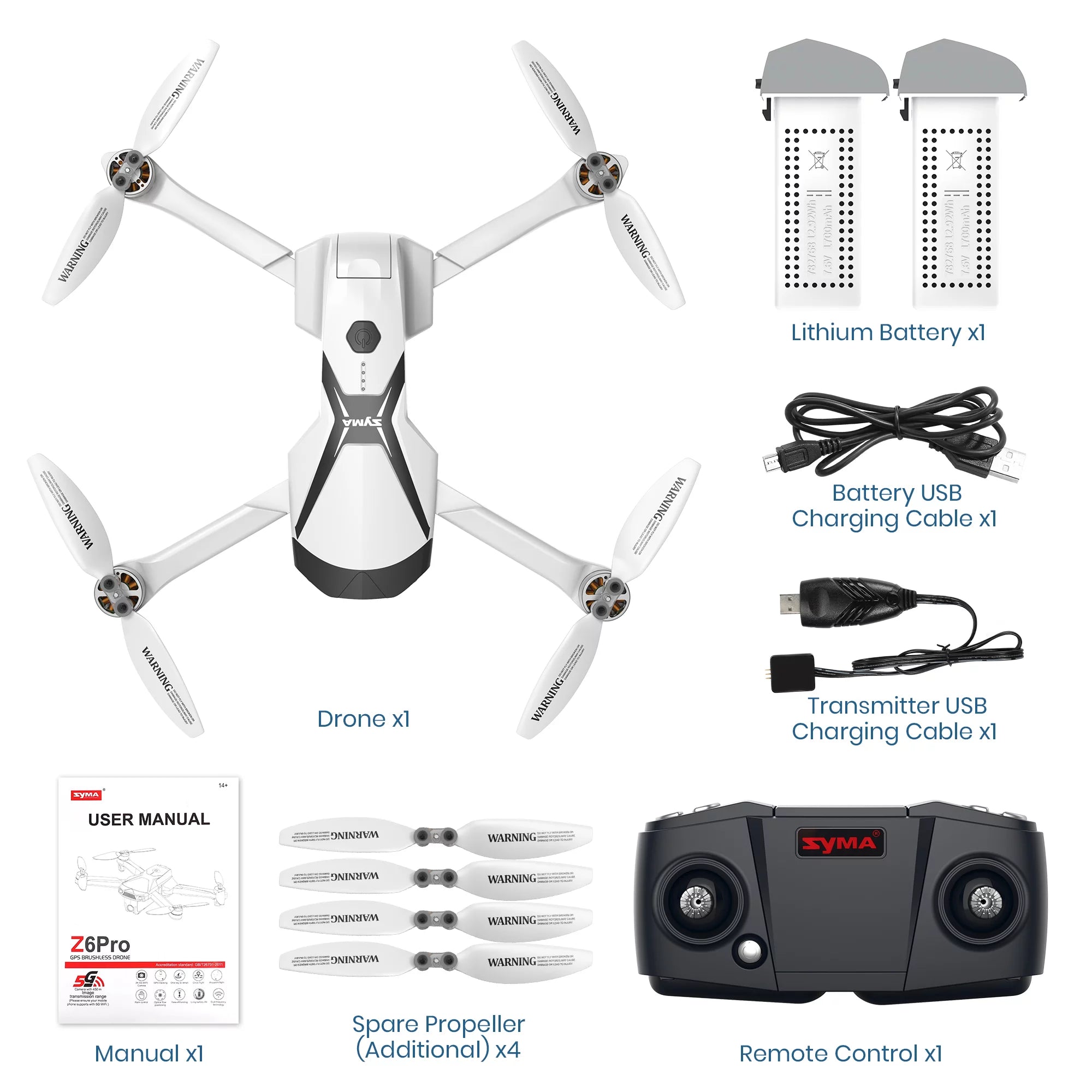 Syma Z6Pro Foldable GPS Drone with 4K HD Camera, FPV Quadcopter with Brushless Motors, Auto Return Home Feature, Includes 2 Batteries for 48 Minutes of Flight Time, Grey
