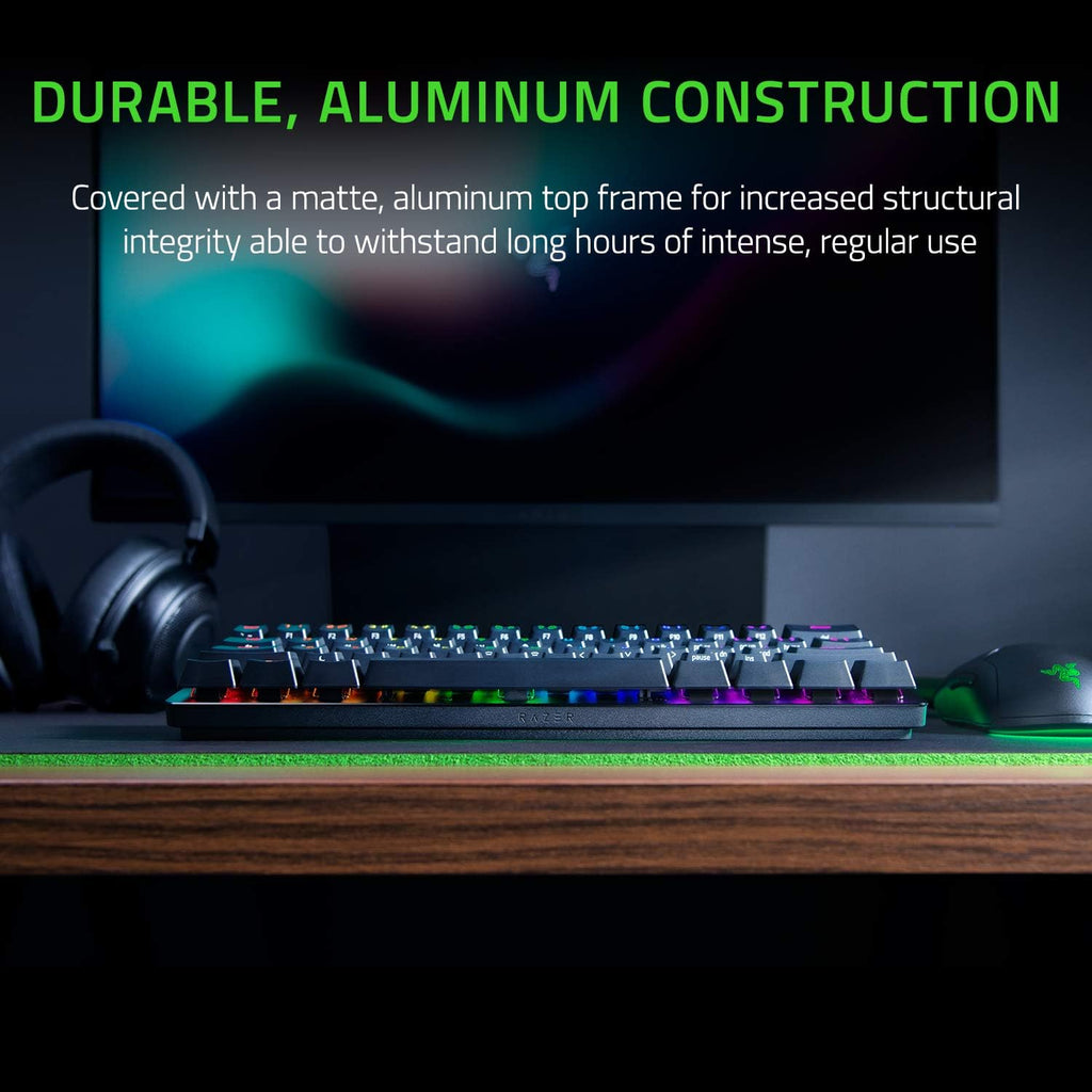 Huntsman Mini 60% Gaming Keyboard with Linear Optical Switches, Chroma RGB Lighting, PBT Keycaps, Onboard Memory, and Snap Tap Technology - Black