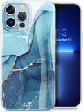 iPhone 13 Pro Max Case - Navy Blue Marble Soft TPU Shockproof Protective Cover, Ultra Slim and Glossy Design, 6.7" (2021)