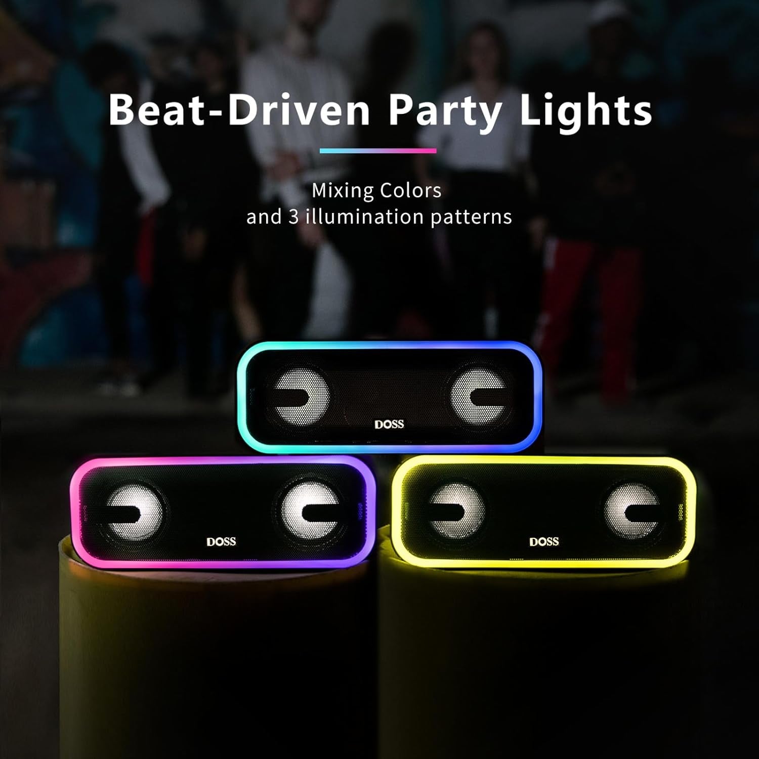 Soundbox Pro+ Bluetooth Speaker - 24W Immersive Stereo Sound with Enhanced Bass, IPX6 Waterproof Rating, 15-Hour Playtime, Multi-Color Lighting, Wireless for Outdoor Activities and Gatherings - Grey