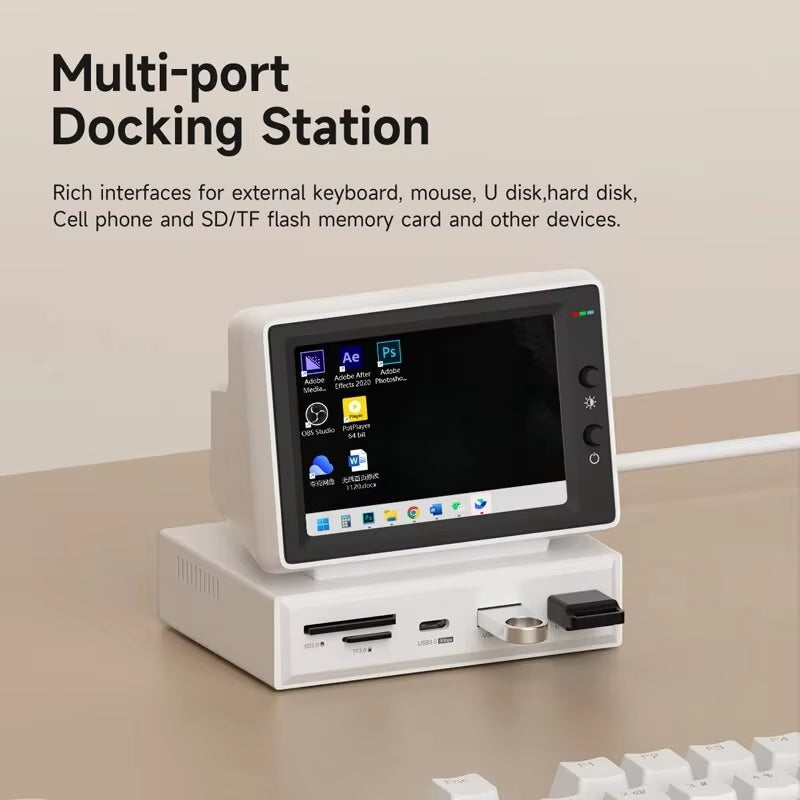 3.5-Inch IPS Mini Display for AIDA64 Mini PC: CPU, RAM, and HDD Data Monitoring with USB-C Hub for Laptop and MacBook