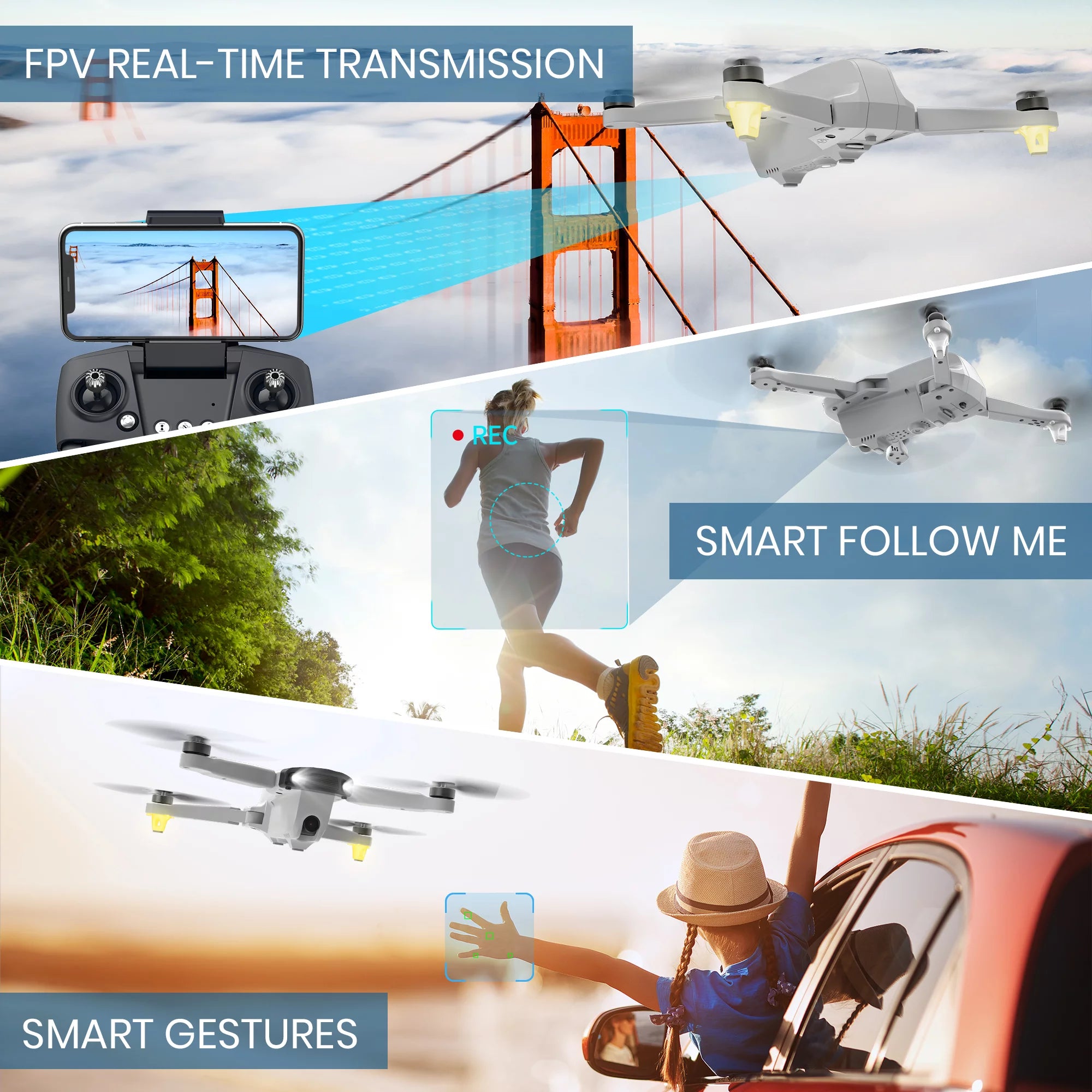 Syma Z6Pro Foldable GPS Drone with 4K HD Camera, FPV Quadcopter with Brushless Motors, Auto Return Home Feature, Includes 2 Batteries for 48 Minutes of Flight Time, Grey