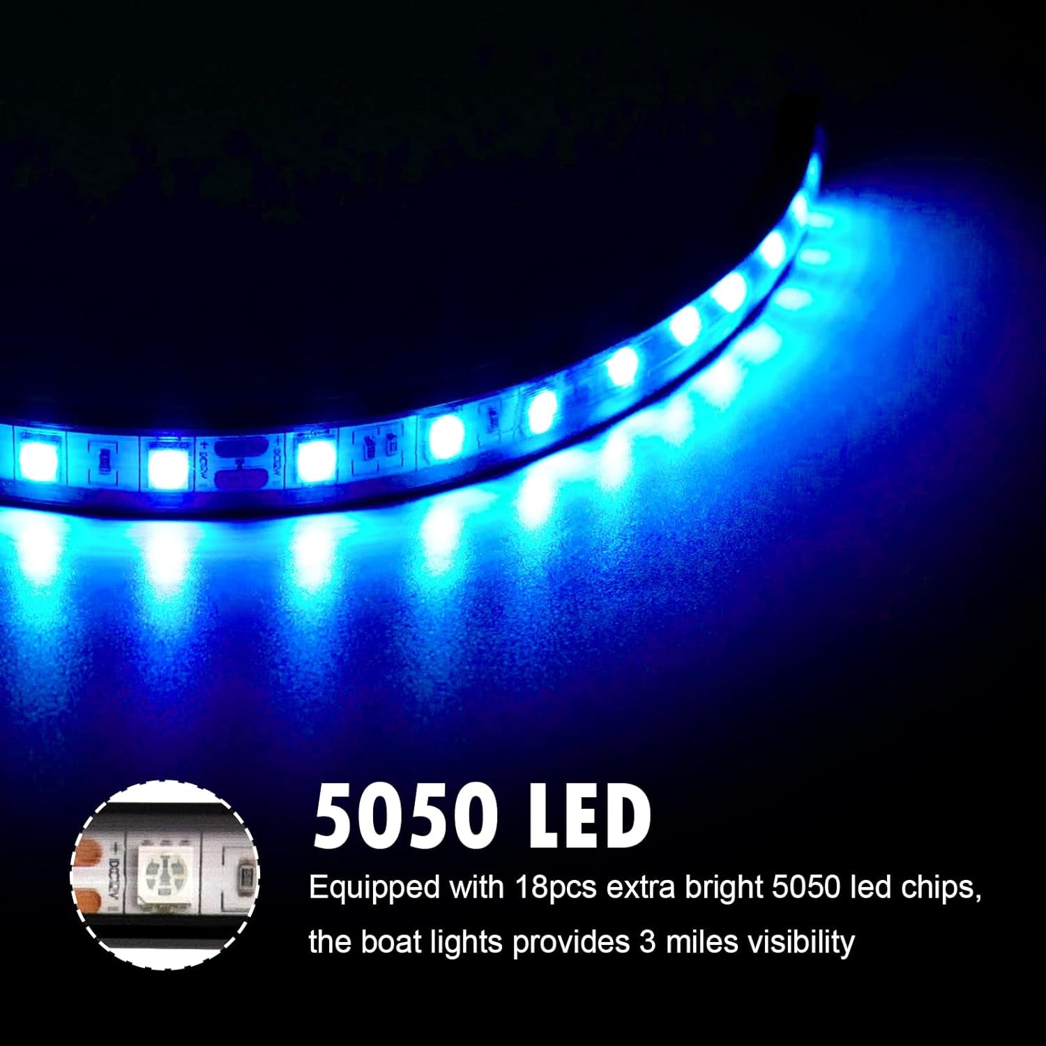 LED Waterproof Interior and Deck Lighting for Pontoon Boats, Yachts, Bass Boats, and Jet Skis (Blue, 3.5W) - IP67 Rated, Ideal for Night Fishing and Courtesy Use