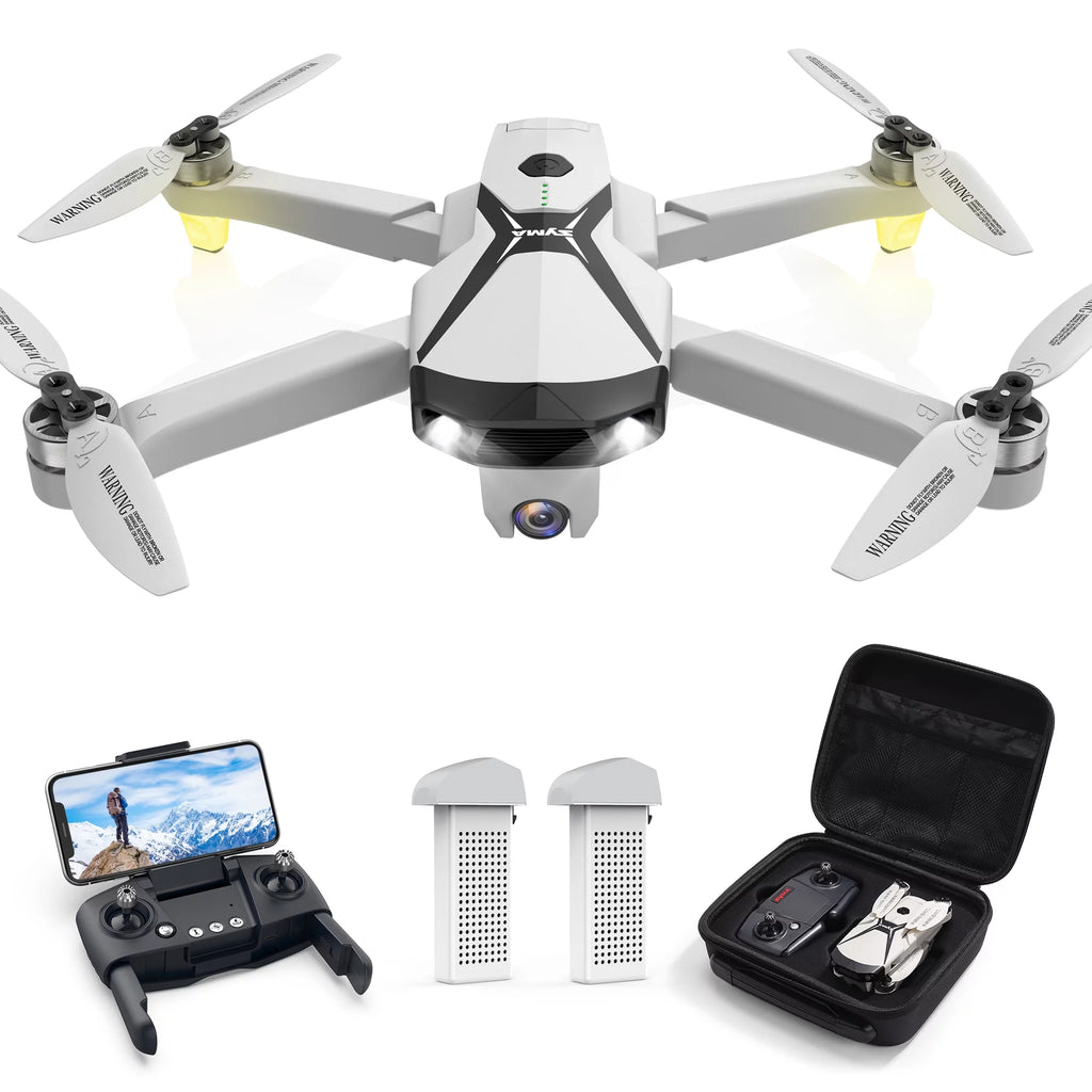 Syma Z6Pro Foldable GPS Drone with 4K HD Camera, FPV Quadcopter with Brushless Motors, Auto Return Home Feature, Includes 2 Batteries for 48 Minutes of Flight Time, Grey
