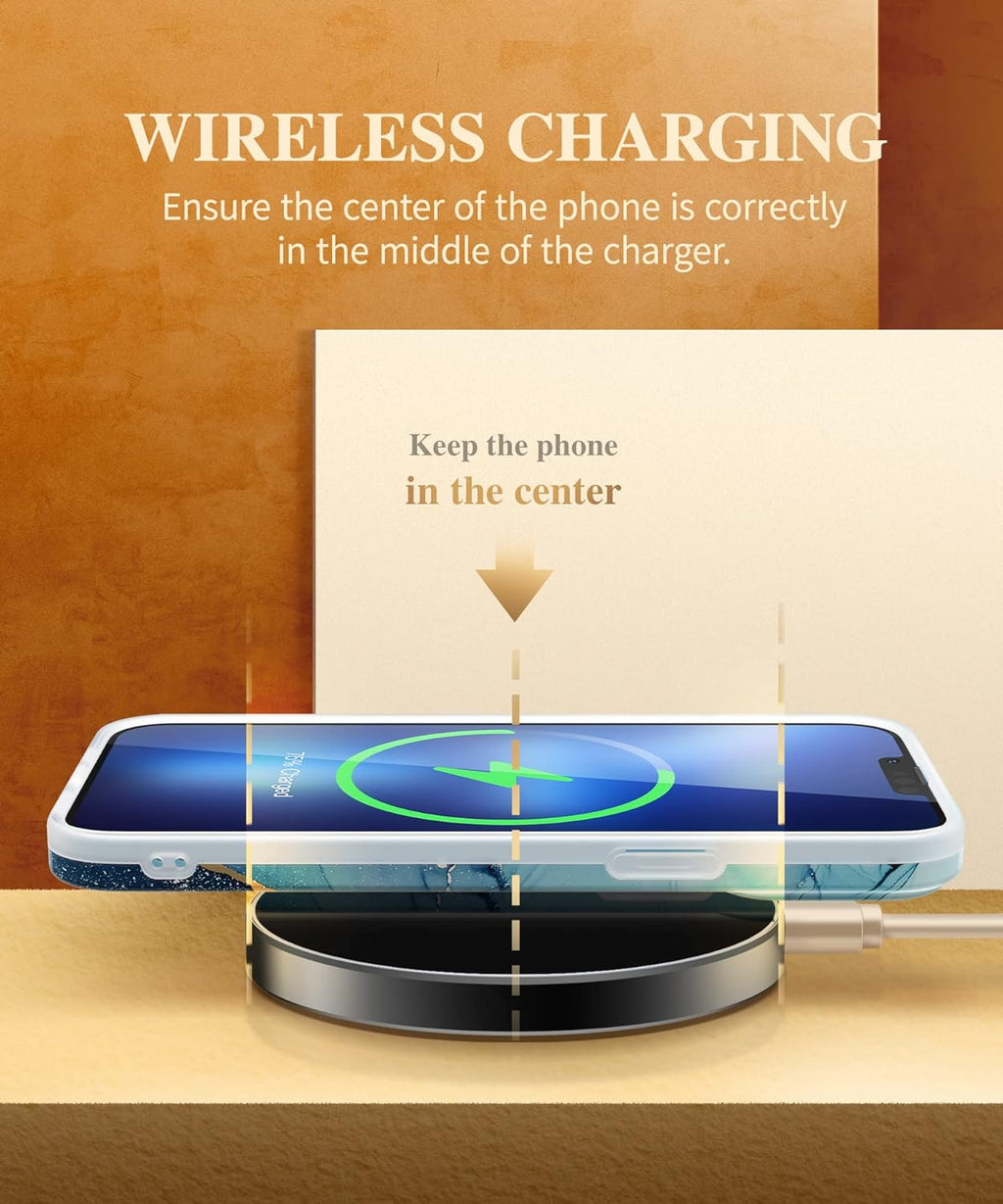 iPhone 13 Pro Max Case - Navy Blue Marble Soft TPU Shockproof Protective Cover, Ultra Slim and Glossy Design, 6.7" (2021)