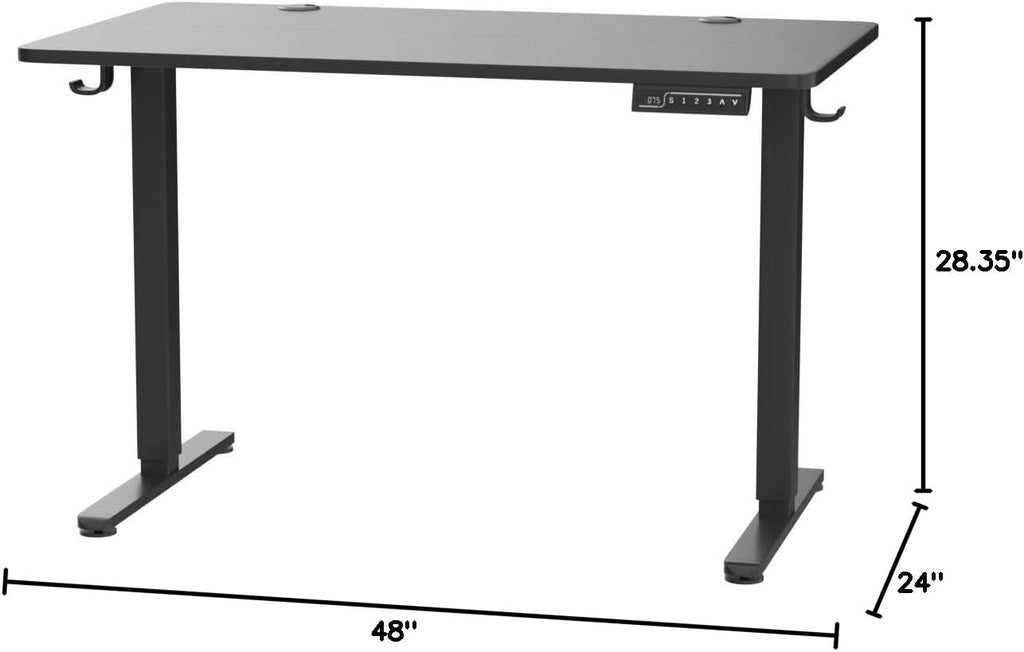 Height Adjustable Electric Standing Desk - 48" x 24" Sit-Stand Home Office Desk with Memory Function - Black