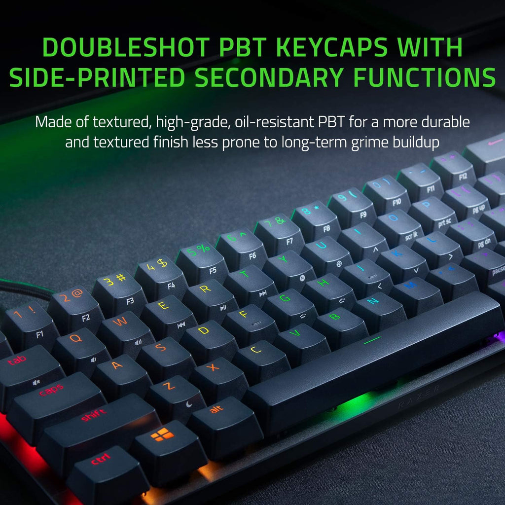 Huntsman Mini 60% Gaming Keyboard with Linear Optical Switches, Chroma RGB Lighting, PBT Keycaps, Onboard Memory, and Snap Tap Technology - Black