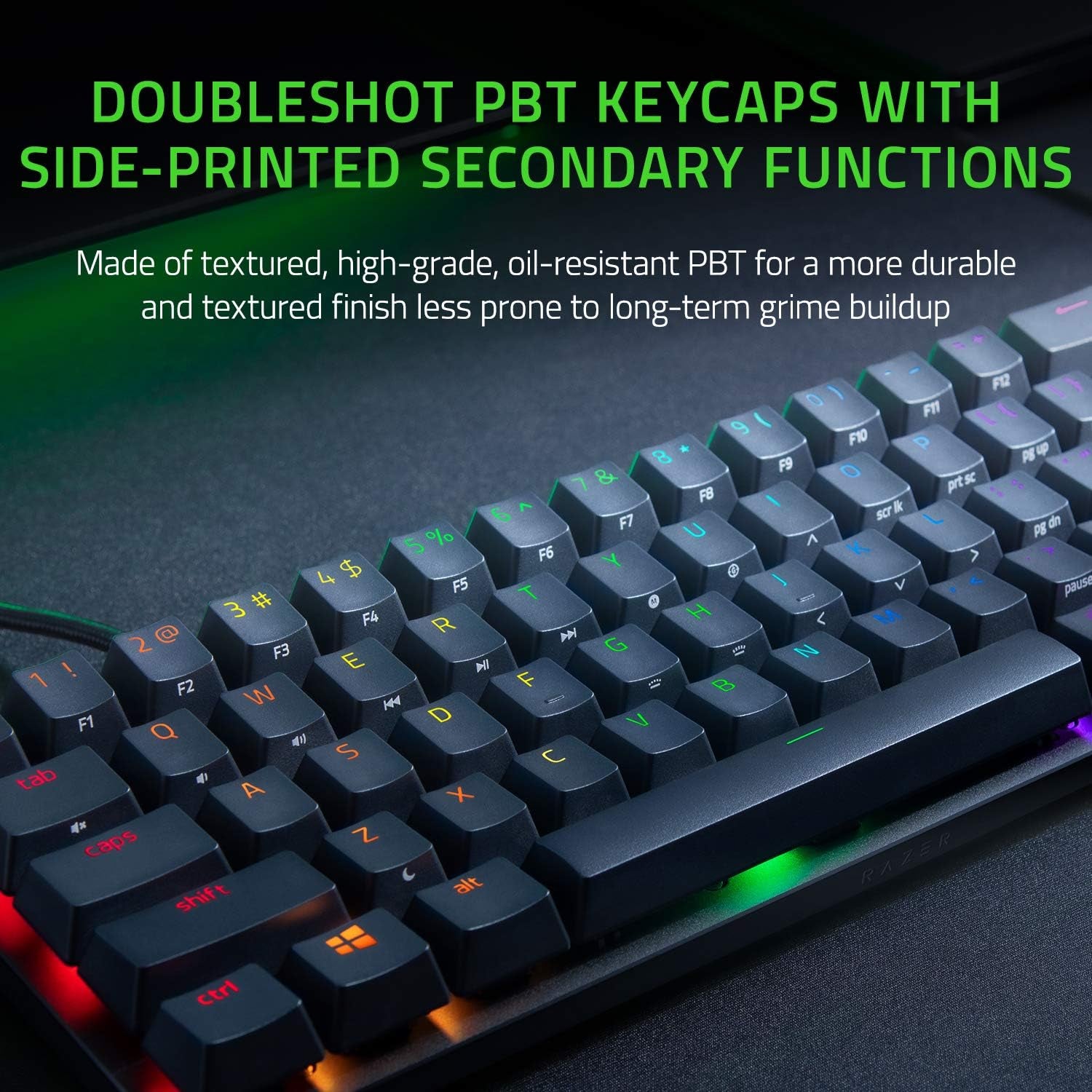 Huntsman Mini 60% Gaming Keyboard with Linear Optical Switches, Chroma RGB Lighting, PBT Keycaps, Onboard Memory, and Snap Tap Technology - Black