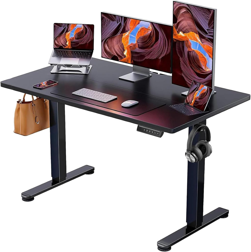 Height Adjustable Electric Standing Desk - 48" x 24" Sit-Stand Home Office Desk with Memory Function - Black