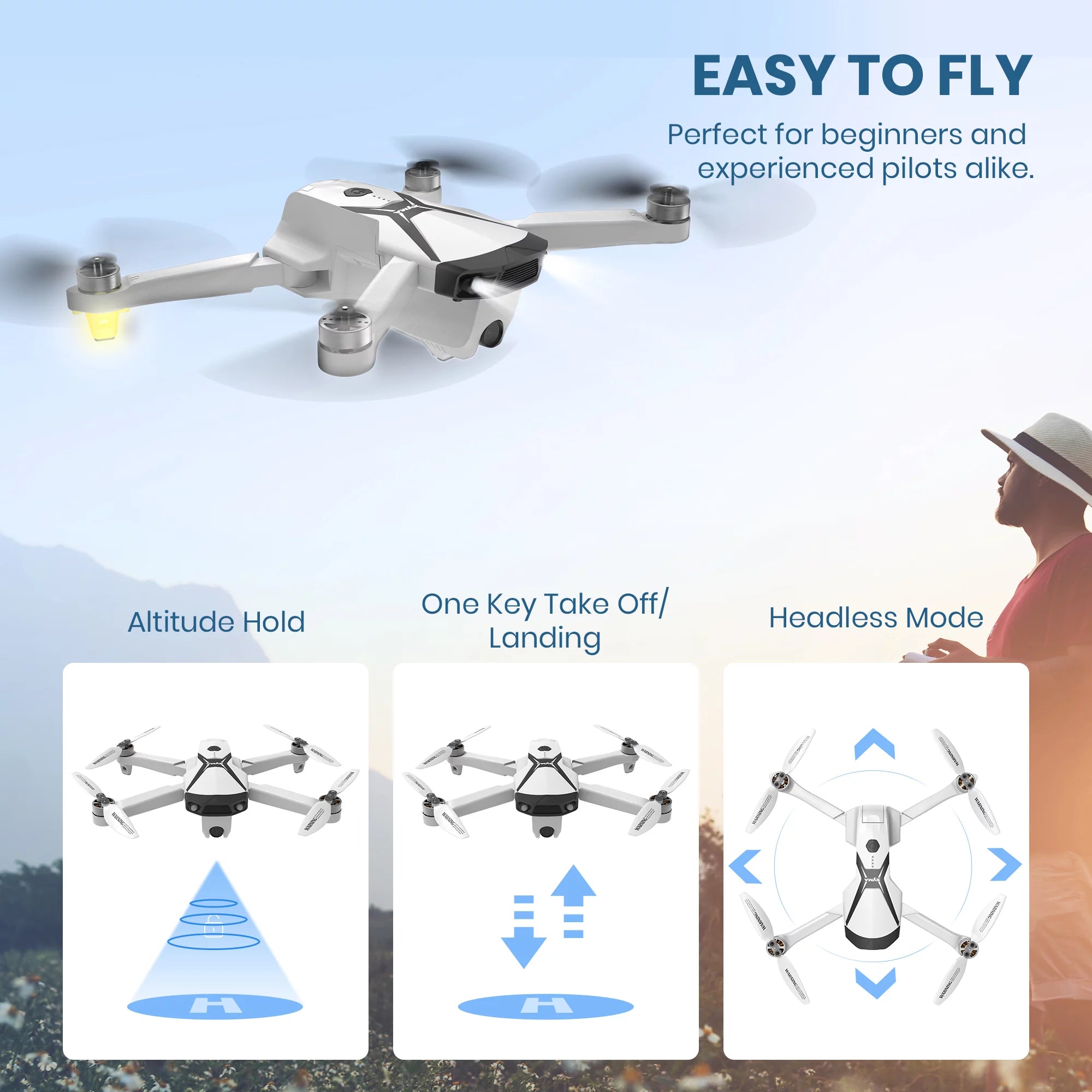 Syma Z6Pro Foldable GPS Drone with 4K HD Camera, FPV Quadcopter with Brushless Motors, Auto Return Home Feature, Includes 2 Batteries for 48 Minutes of Flight Time, Grey