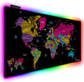 Extended RGB Gaming Mouse Pad - Large Waterproof Desk Mat with Anti-Slip Design for PC and Macbook - 31.5'' x 15.7'' (Black Map)