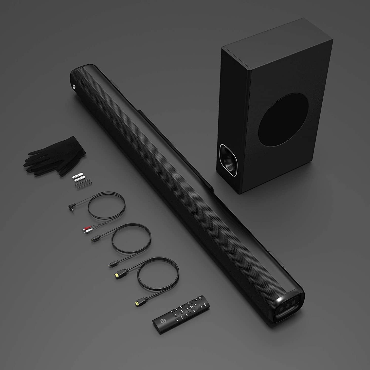 2.1 Channel Soundbar with Subwoofer and 3D Surround Sound, Compatible with 4K & HD TVs, HDMI (ARC), Optical, AUX, USB Drive, Bluetooth 5.0 (Model: P28, 160W)