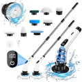 Limpiador Eléctrico Rotativo Inalámbrico con 8 Accesorios y Mango Extensible, Ideal para Baños, Cocinas, Azulejos y Pisos, Color Blanco