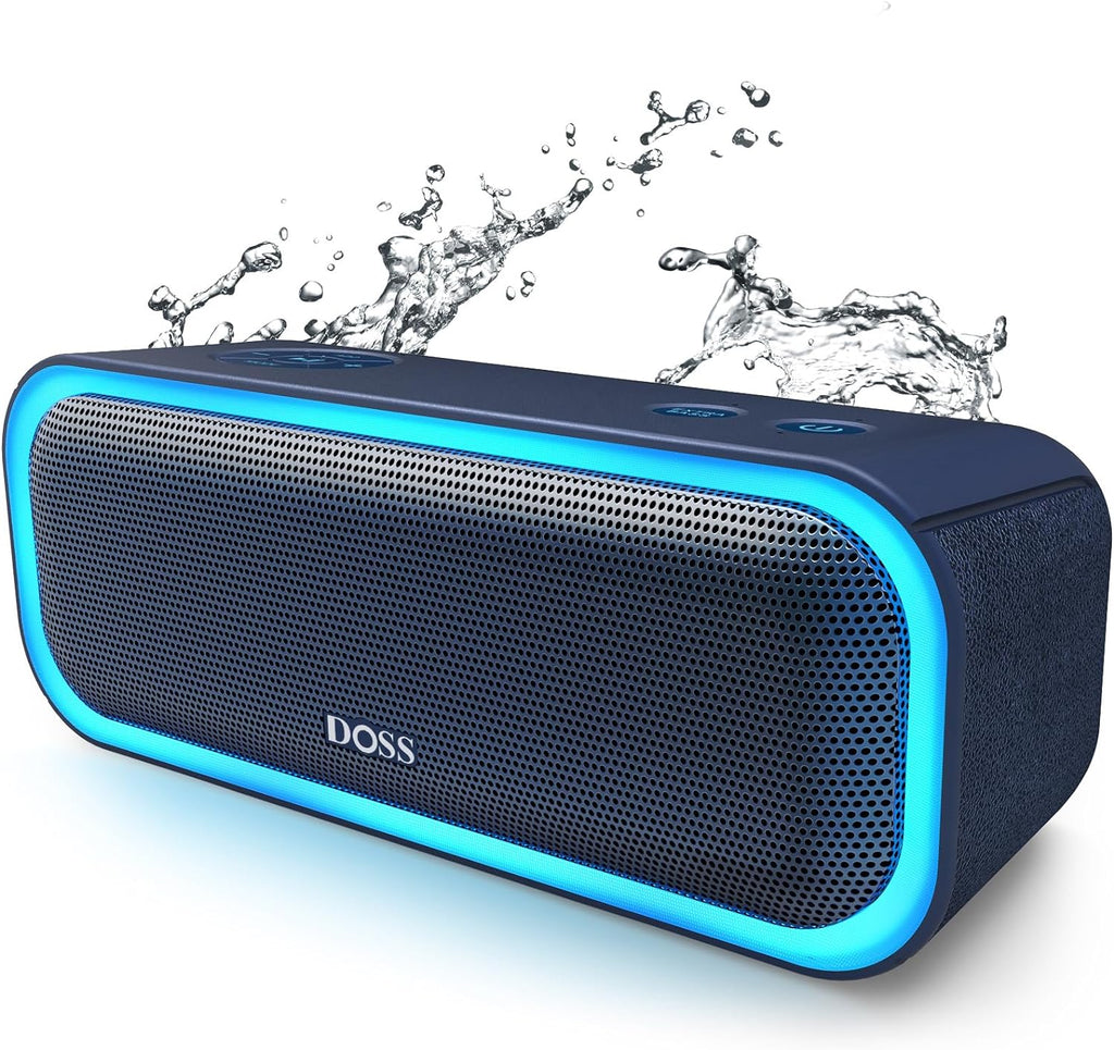 Soundbox Pro Bluetooth Speaker - 20W Stereo Sound, Active Extra Bass, 20-Hour Playtime, Multi-Color Lighting, Wireless Stereo Pairing, IPX6 Waterproof - Ideal for Outdoor Activities and Gatherings - Blue