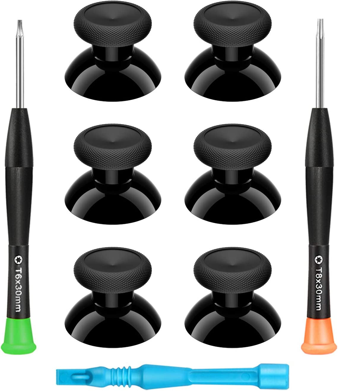 Xbox One Controller Joystick Replacement Set - 6 Original Rubberized Analog Thumbsticks with T8 and T6 Repair Screwdriver Kit