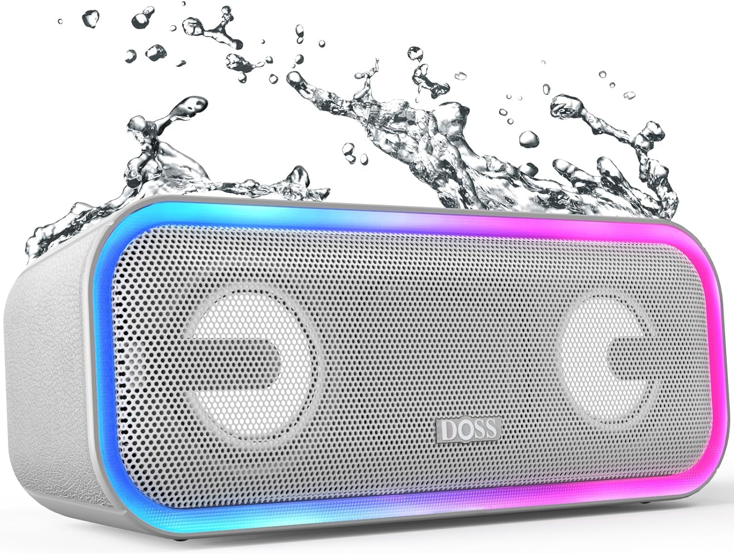 Soundbox Pro+ Bluetooth Speaker - 24W Immersive Stereo Sound with Enhanced Bass, IPX6 Waterproof Rating, 15-Hour Playtime, Multi-Color Lighting, Wireless for Outdoor Activities and Gatherings - Grey