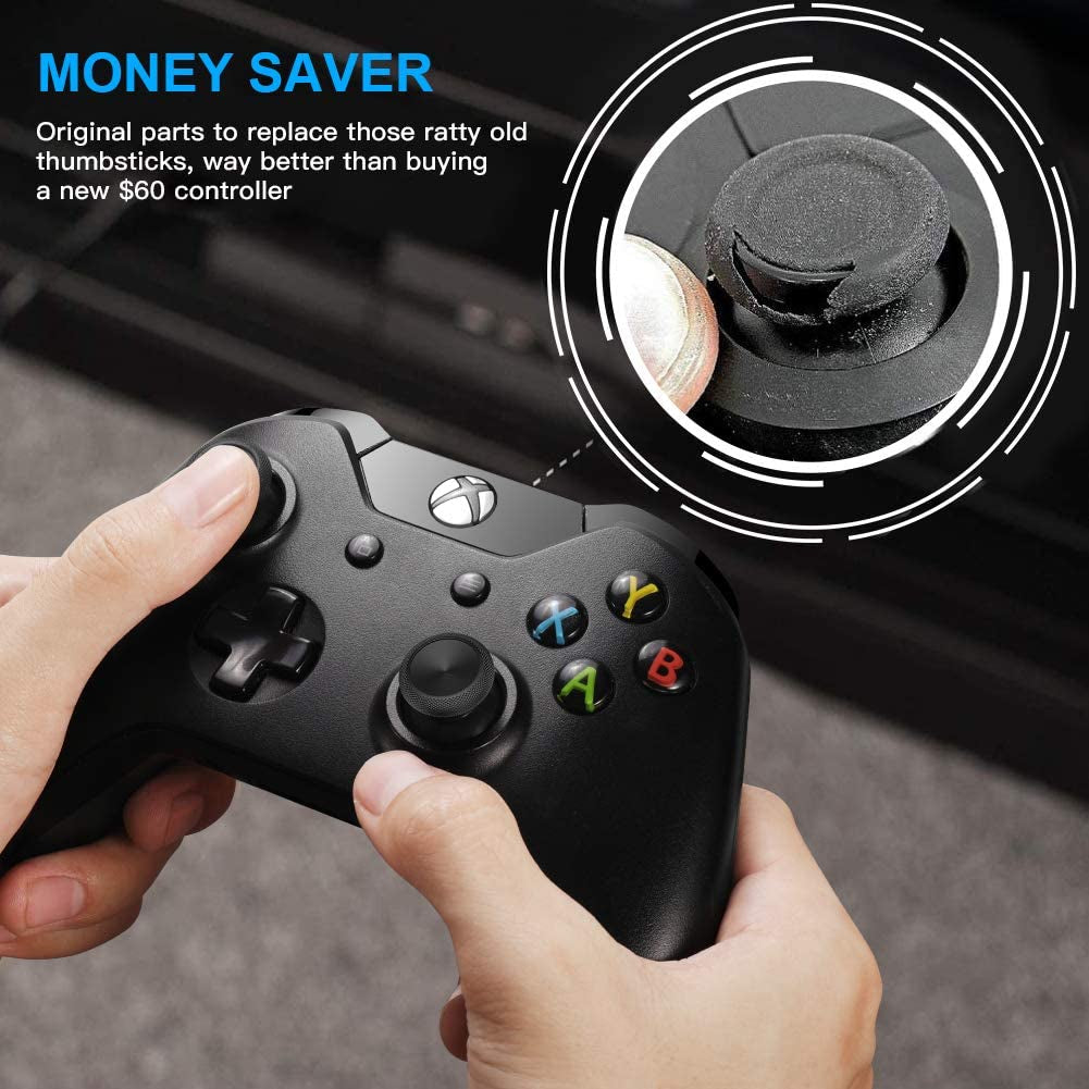 Xbox One Controller Joystick Replacement Set - 6 Original Rubberized Analog Thumbsticks with T8 and T6 Repair Screwdriver Kit