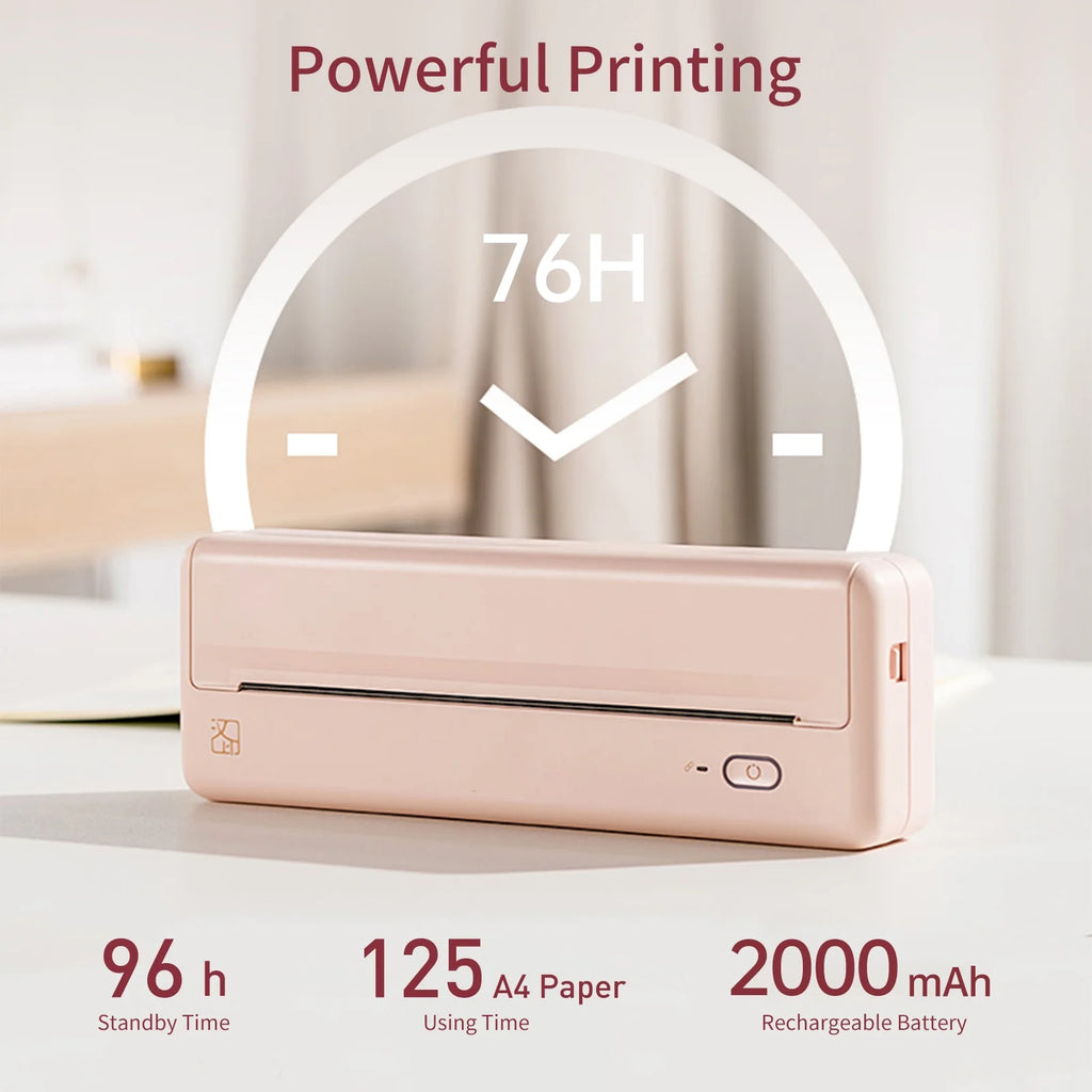 HPRT MT810 Portable A4 Wireless Bluetooth Thermal Printer for Home, Office, and Travel - Compatible with 8" and 4" Thermal Roll Paper
