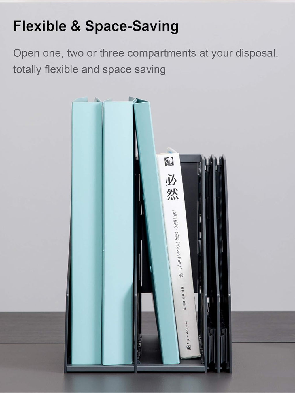 Collapsible Magazine File Holder and Desk Organizer with Four Vertical Compartments for Efficient Office Storage and Organization