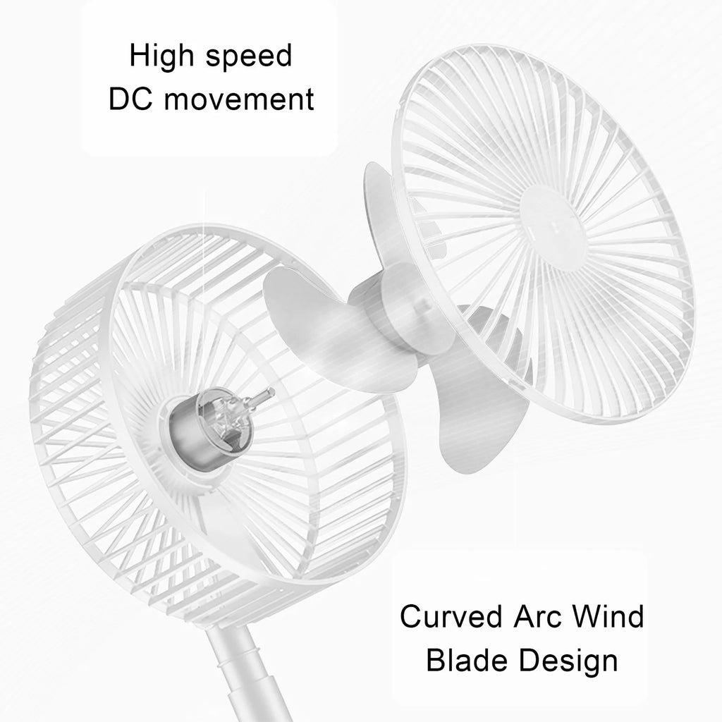 Cooling Stretchable Portable Fan with 3 Speed Settings, Quiet Desktop Table Fan for Home and Office, White