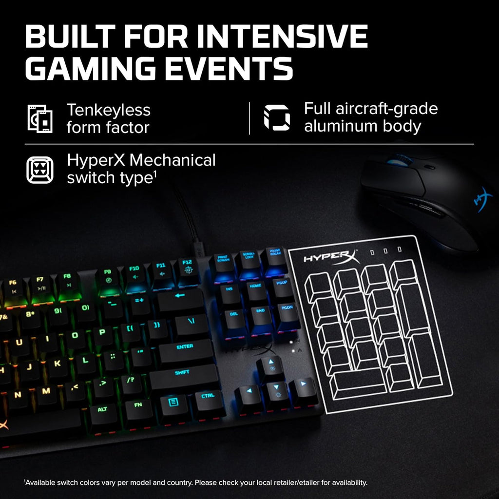 Alloy Origins Core Tenkeyless Mechanical Gaming Keyboard with Software-Controlled Lighting and Macro Customization, Compact Design, RGB LED Backlighting, Linear Red Switch, Black