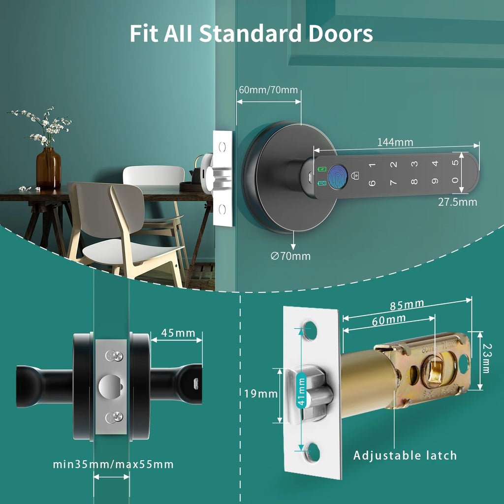 Biometric Keyless Entry Smart Fingerprint Door Lock with Keypad for Residential Use