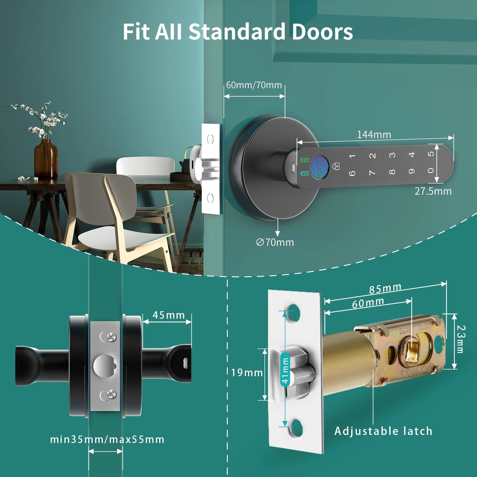 Biometric Keyless Entry Smart Fingerprint Door Lock with Keypad for Residential Use