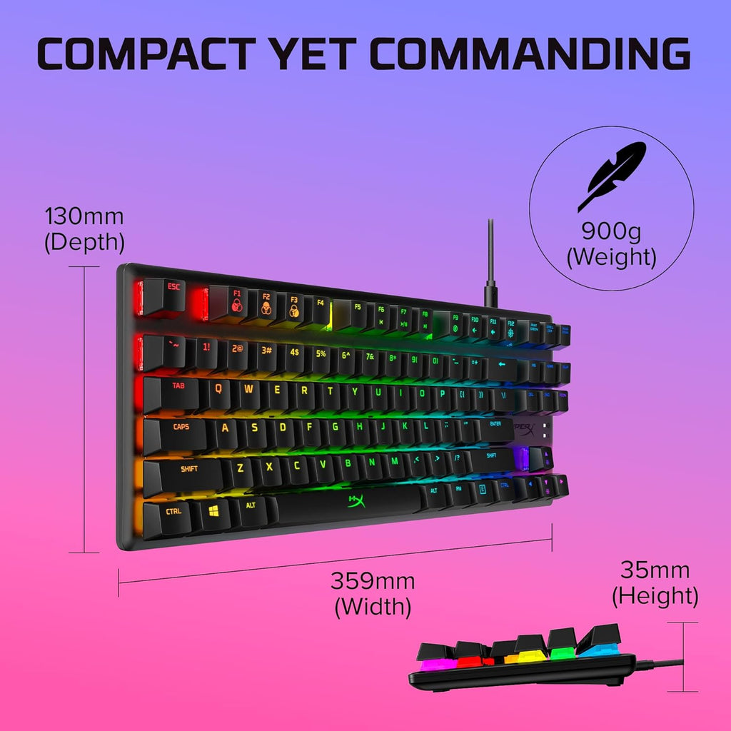 Alloy Origins Core Tenkeyless Mechanical Gaming Keyboard with Software-Controlled Lighting and Macro Customization, Compact Design, RGB LED Backlighting, Linear Red Switch, Black