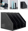 Collapsible Magazine File Holder and Desk Organizer with Four Vertical Compartments for Efficient Office Storage and Organization